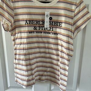 Abercrombie & Fitch Striped Kids T-Shirt - White and Multicolor